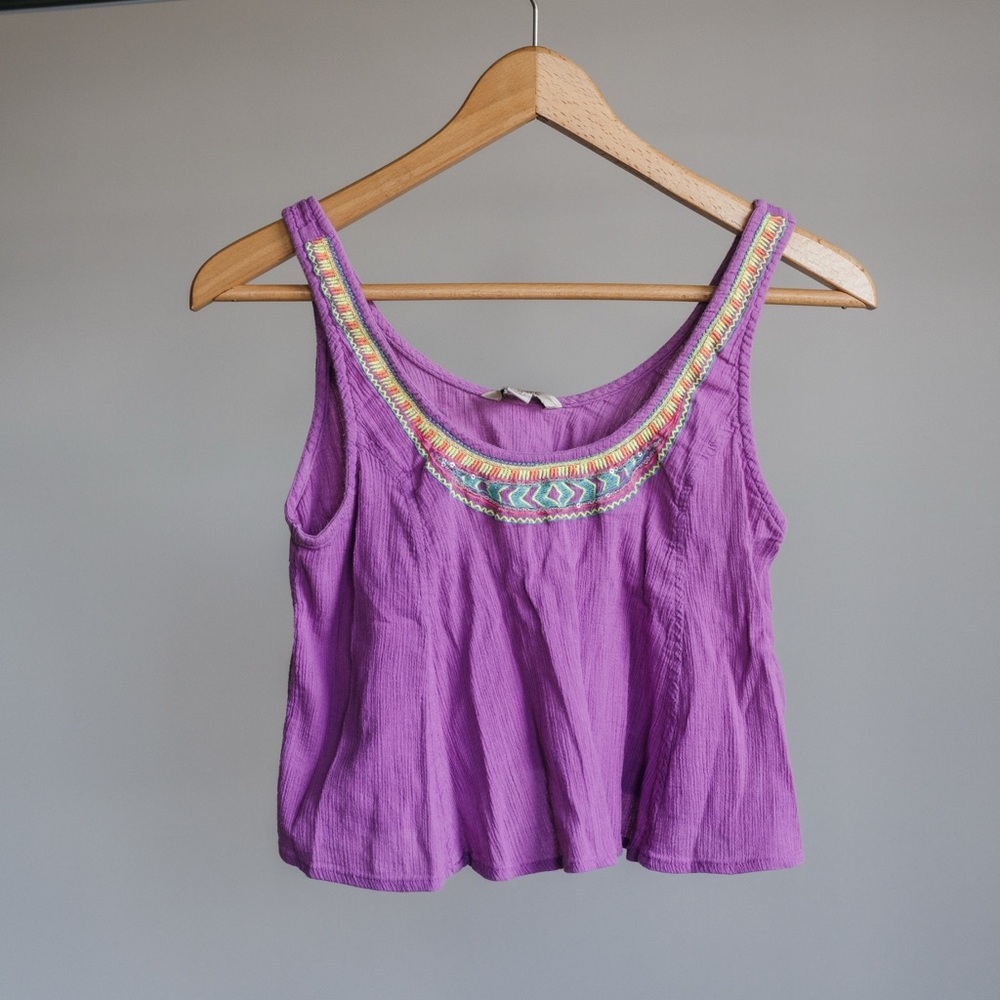 Decree Purple Embroidered Tank Top